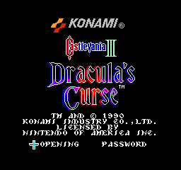 Castlevania III 3 Dracula's Curse Title Screen